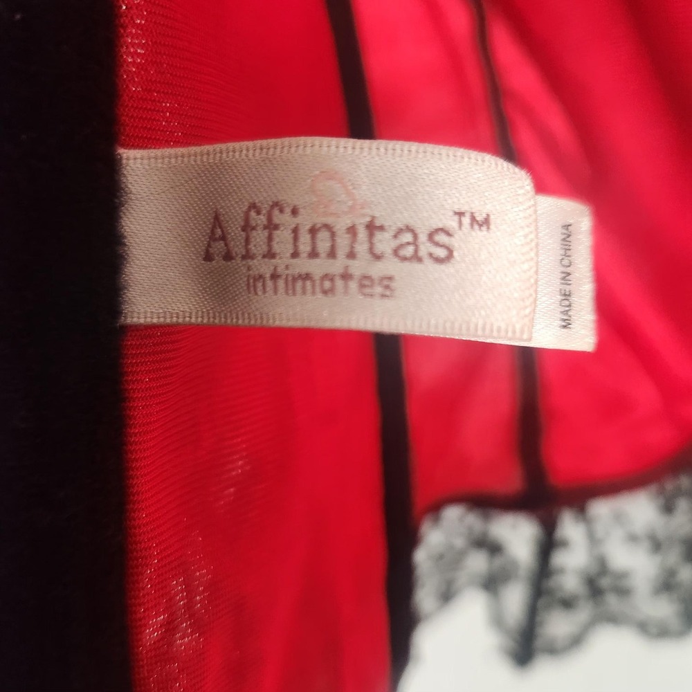 Affinitas Intimates Bustier Corset Top Womens 32C Red Black Lace Rhinestone - Picture 6 of 16